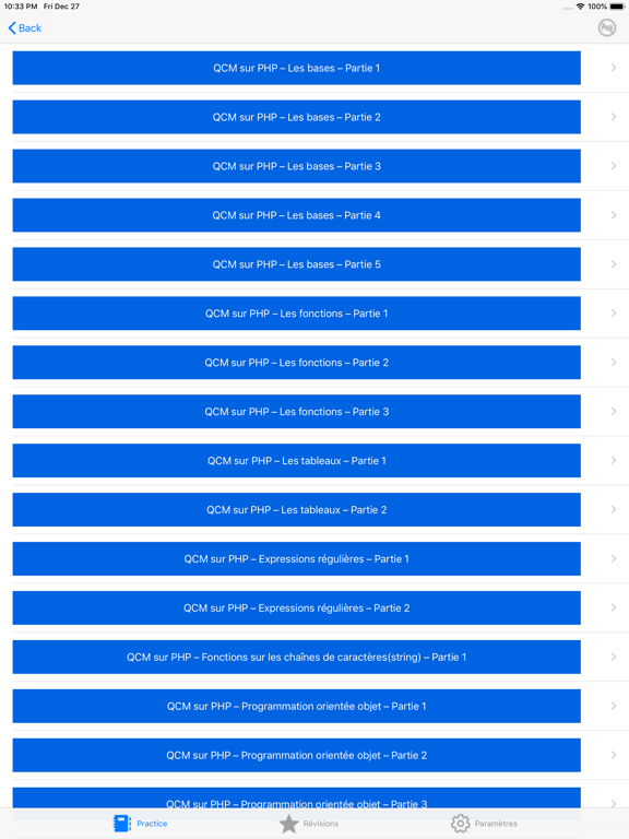 QCM Langage Informatique iPad screenshot