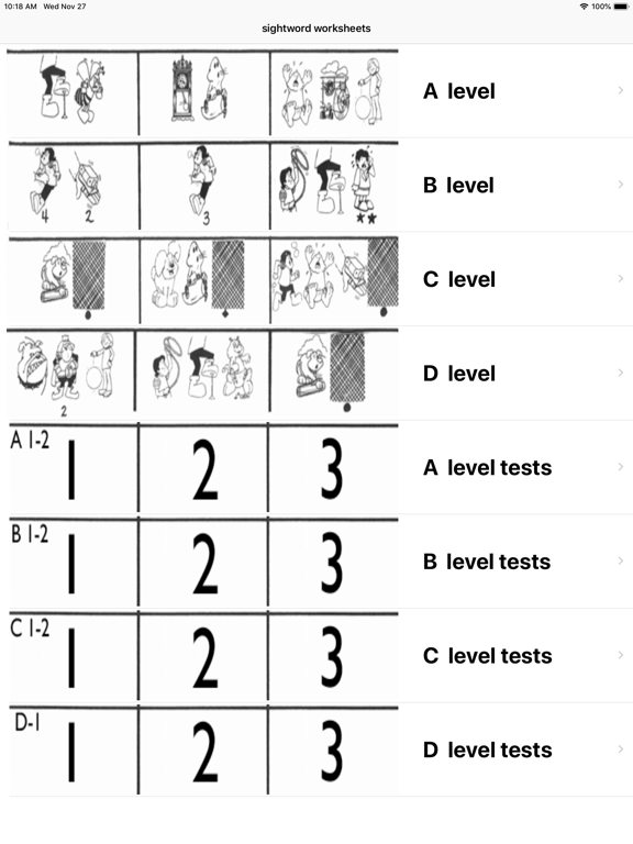 Sightword Worksheets app screenshot