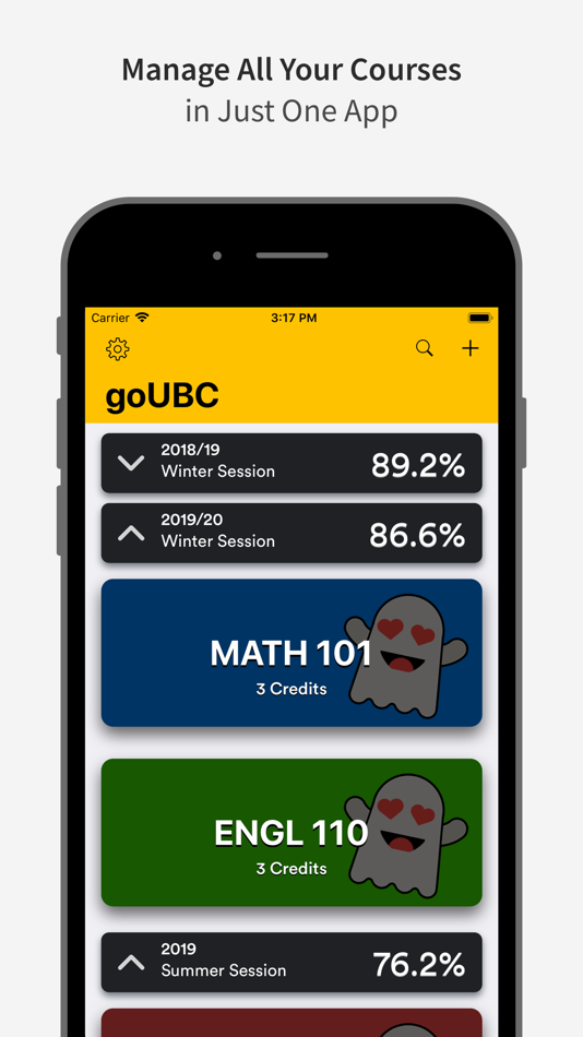 #1. goUBC - UBC Grade Tracker (iOS) Podle: Junhao Peng
