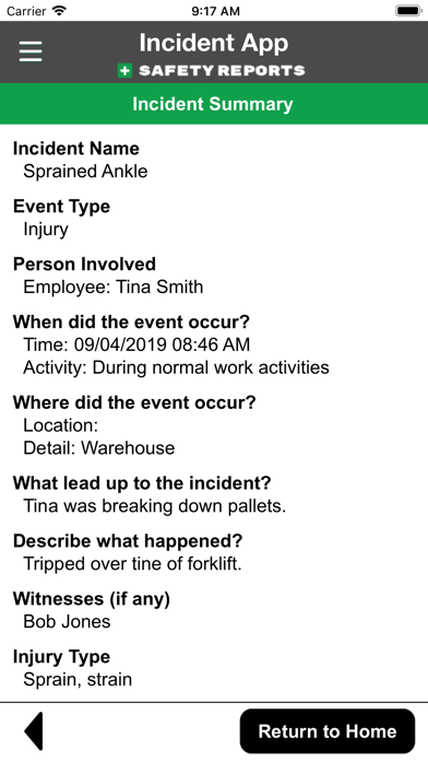 Safety Incident App Screenshot