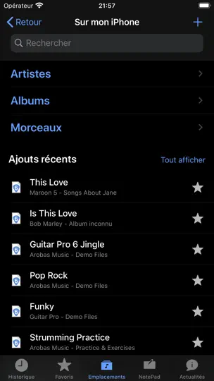 Capture d'écran de Guitar Pro sur iPhone 5
