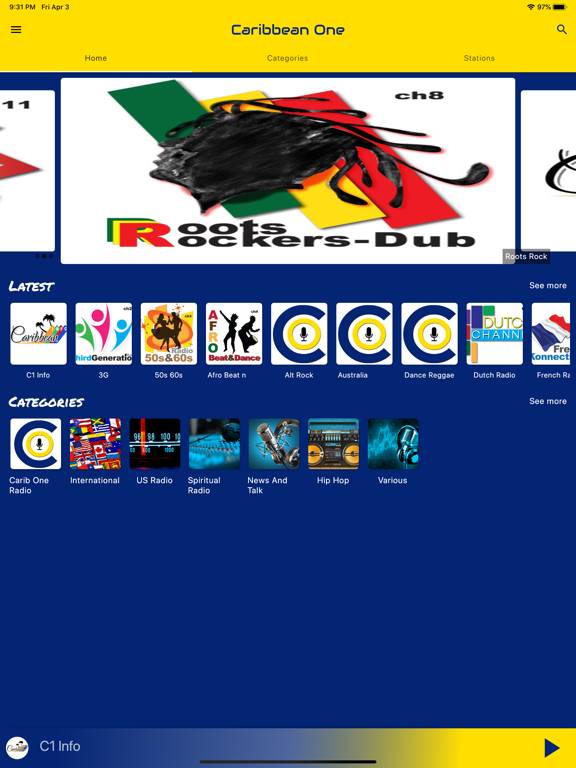Caribbean One Radio iPad screenshot 1 - Music app