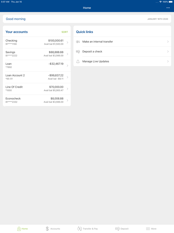 VAPR MOBILE BANKING iPad screenshot 3 - Finance app