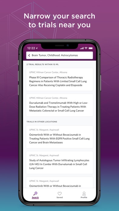 UPMC Hillman Trials Finder Screenshot