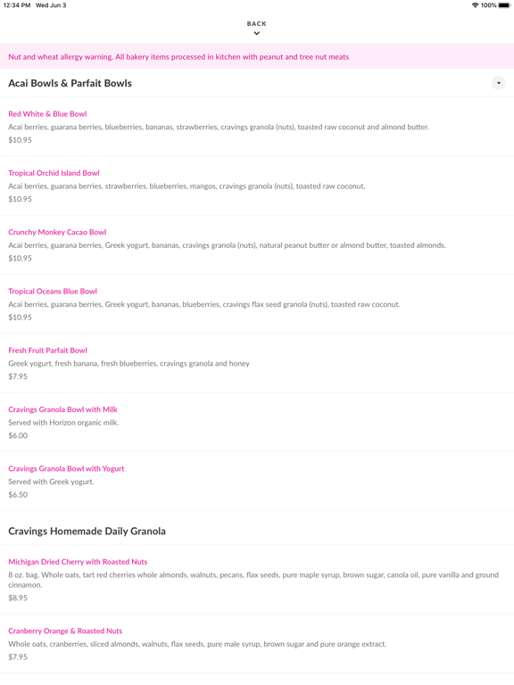 Cravings - Vero Beach iPad screenshot 3 - Food & Drink app