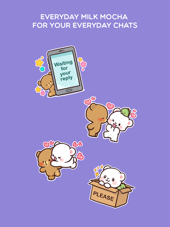 Everyday Milk Mocha Stickers iPad screenshot 4 - Stickers app