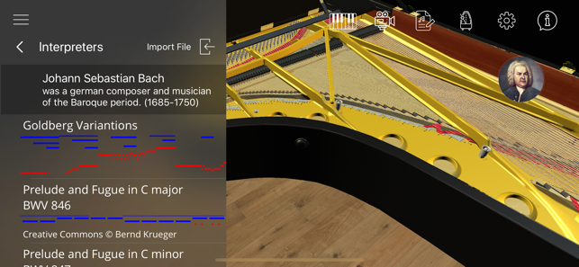 Zrzut ekranu wizualnego fortepianu