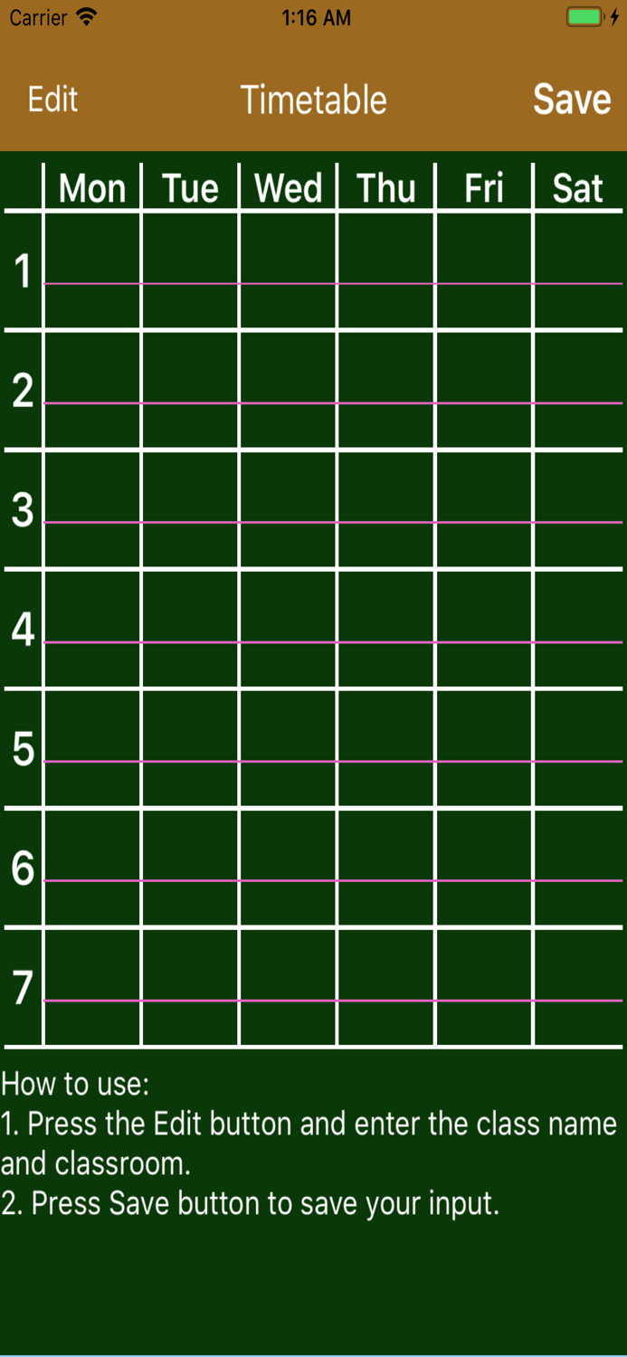 Timetable for making notes