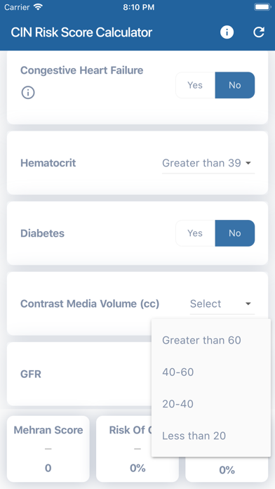 CIN Risk Score Calculator screenshot 3