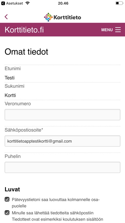 Korttitieto screenshot-3