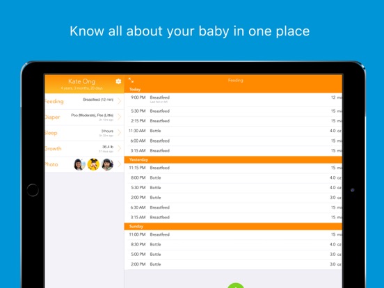 Baby Log iPad screenshot 2 - Medical app