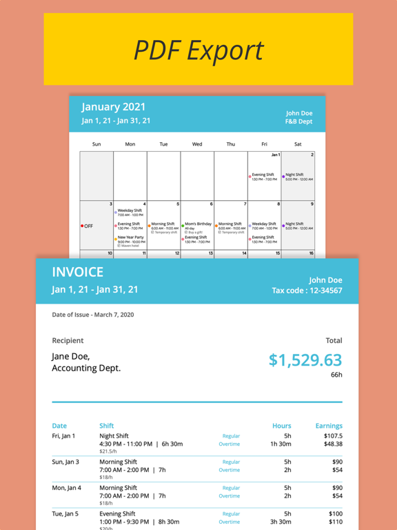 Shiftify - Shift Work Calendar iPad screenshot 6 - Productivity app