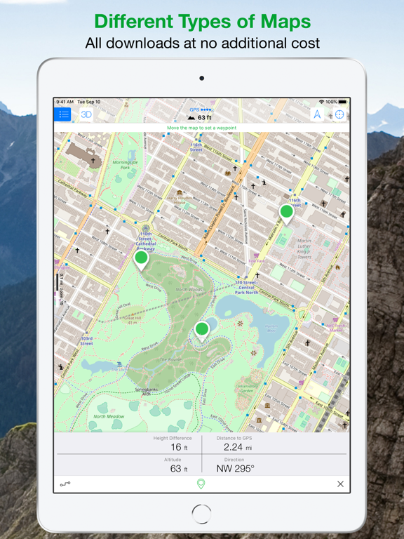 Maps 3D PRO - Hike & Bike iPad screenshot 5 - Navigation app
