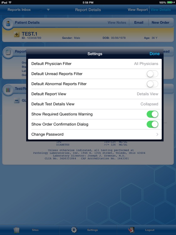 Toledo PathLabs App for iPad