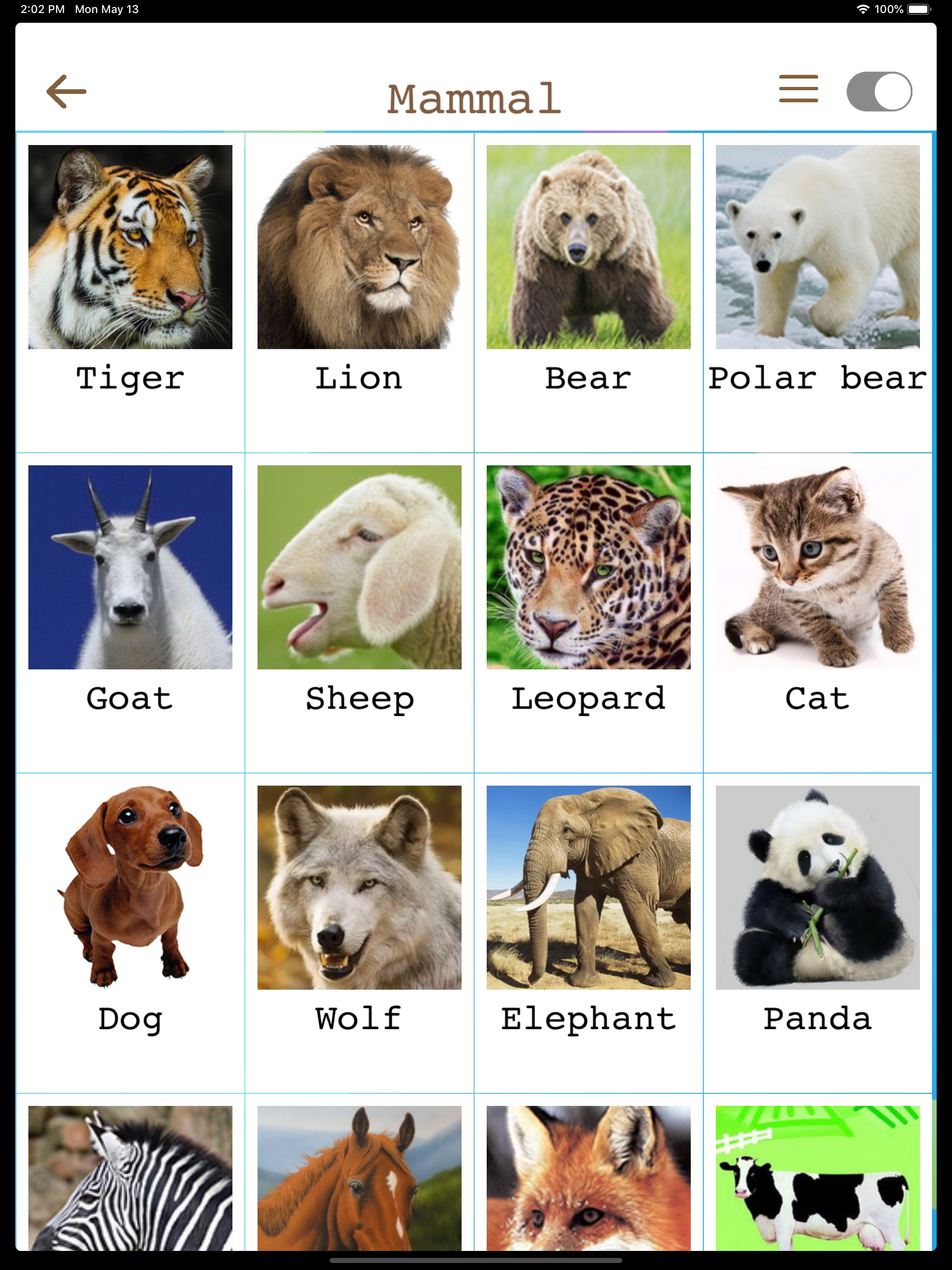 Wordcard in English