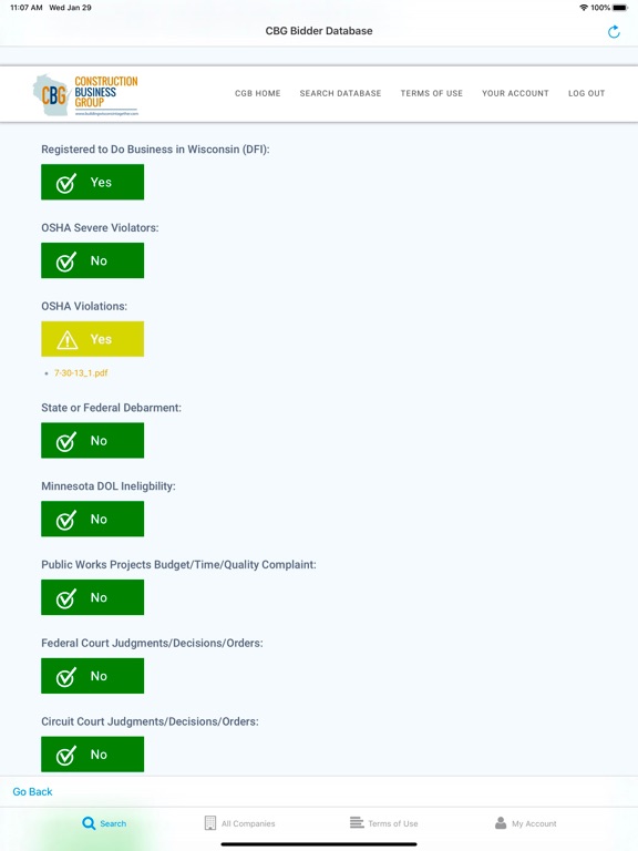 Bidder Database iPad screenshot 3 - Reference app