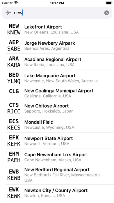 Airport Codes Screenshot
