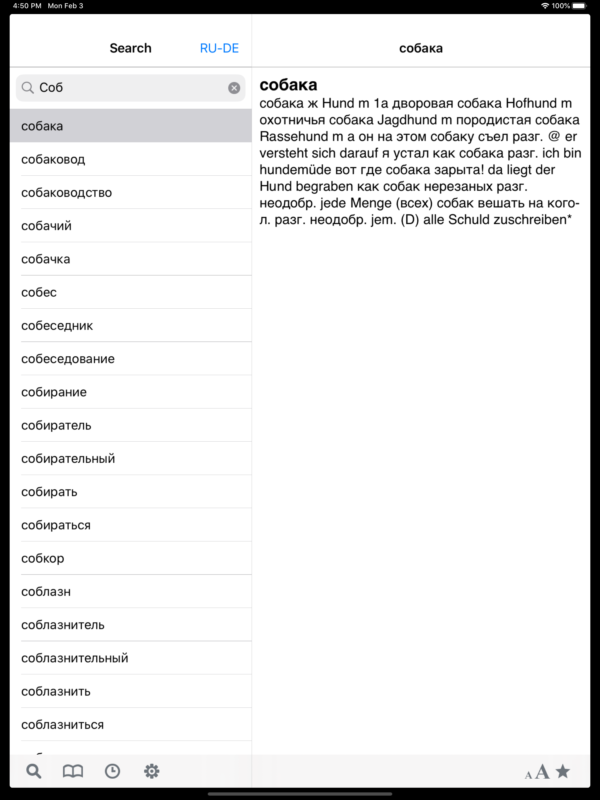 German-Russian dictionary DERU screenshot 6