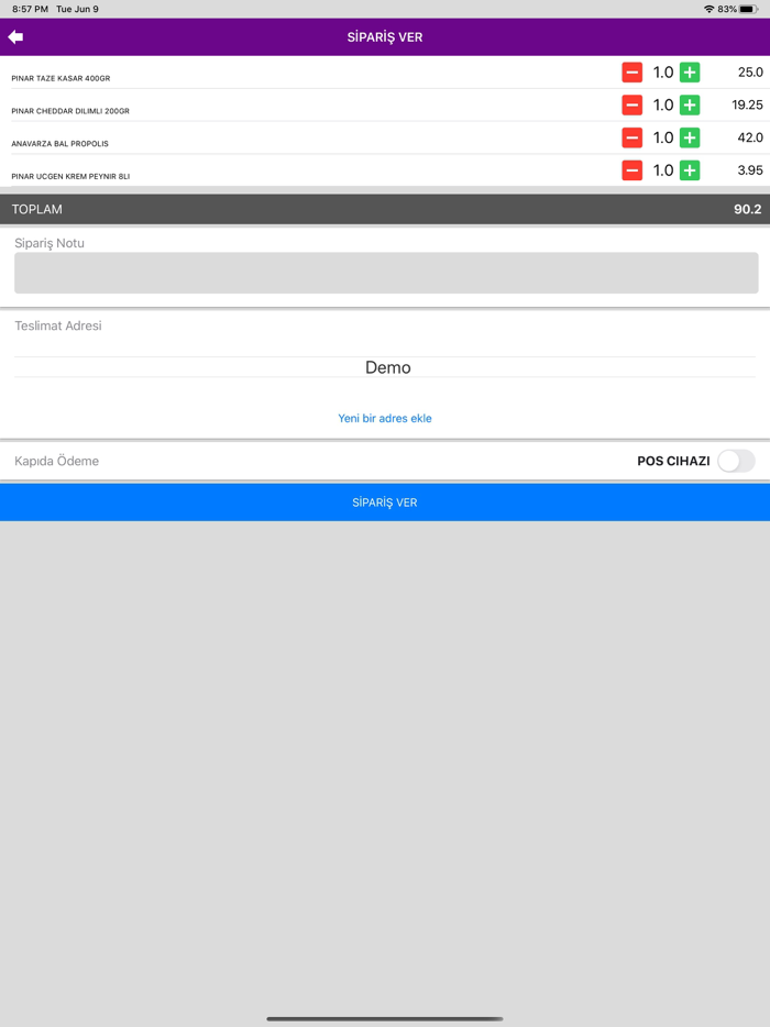 Merkez Pazar - Sipariş