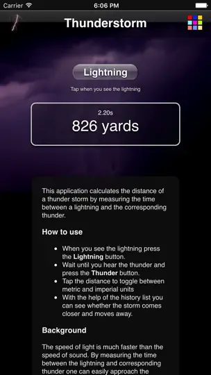 Screenshot von Gewitterrechner auf dem iPhone 3