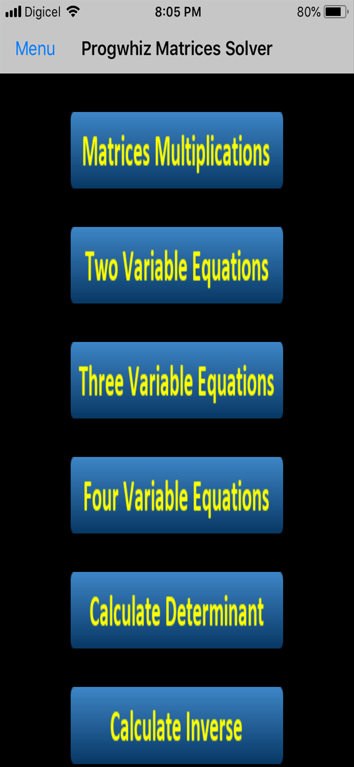 Progwhiz Matrices Solver