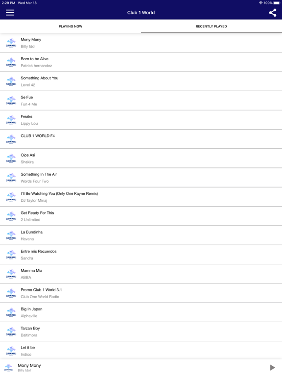 Club 1 World iPad screenshot 2 - Music app