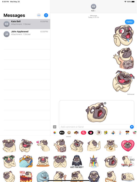 Screenshot #4 pour Funny Pug Stickers Pack