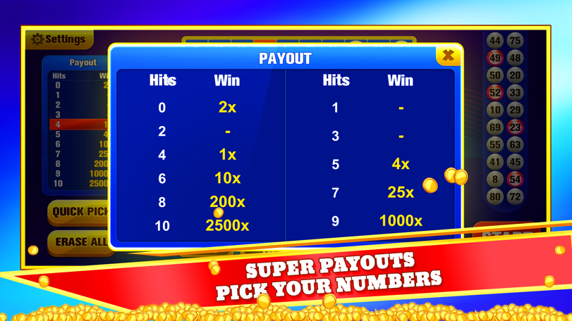 Bonus round in Keno Games Club