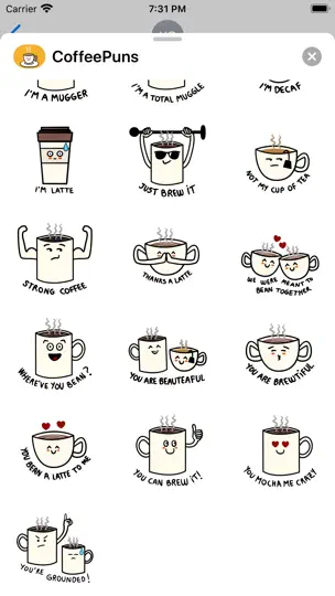 Captura de pantalla de Coffee Puns en iPhone 4