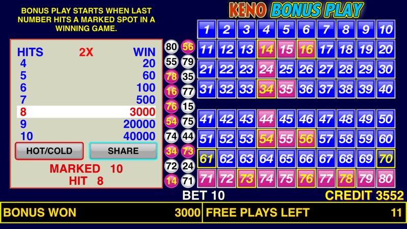 Keno Bonus Play screenshot 2