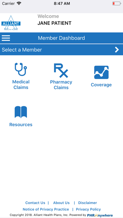 Alliant Health Plans Screenshot