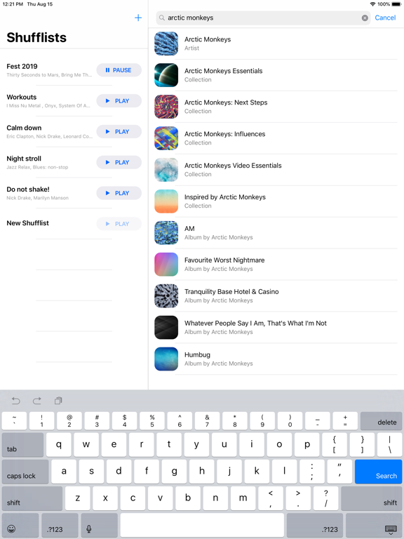Shuff for Apple Music iPad screenshot 2 - Music app