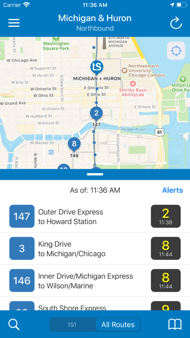 Transit Stop: CTA Tracker. Screenshot