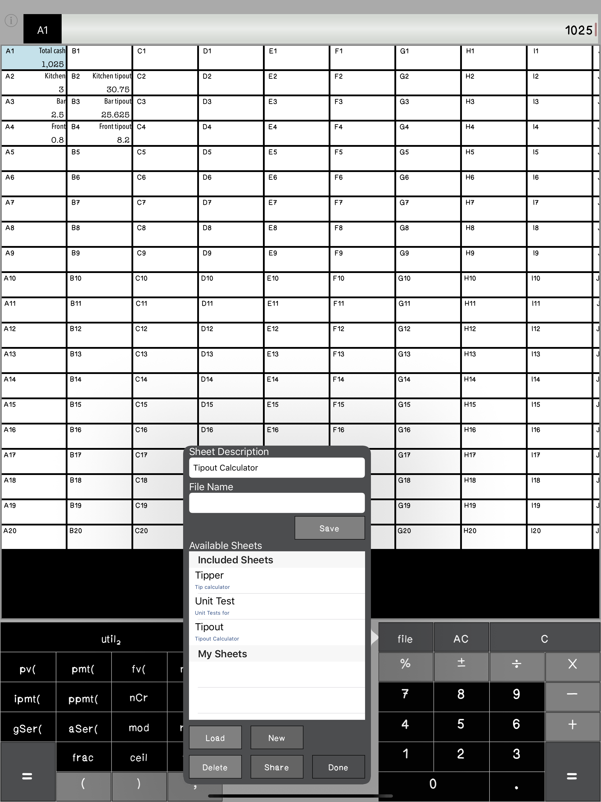Calculator  SpreadSheet