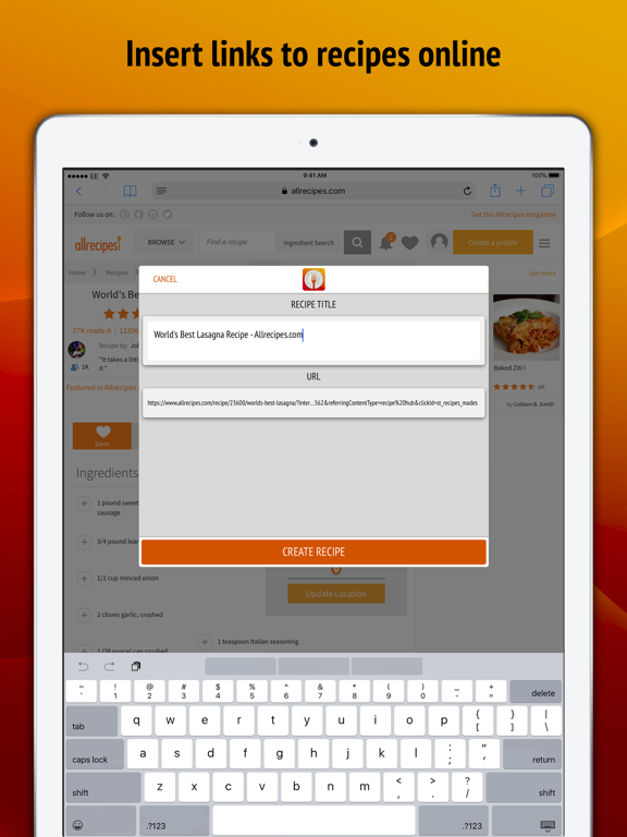 Just Add Food - Recipe Manager iPad screenshot 4 - Food & Drink app
