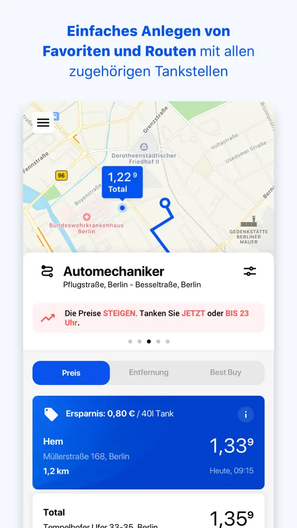 TankenApp mit Benzinpreistrend iPhone App Screenshot 3 – Navigation