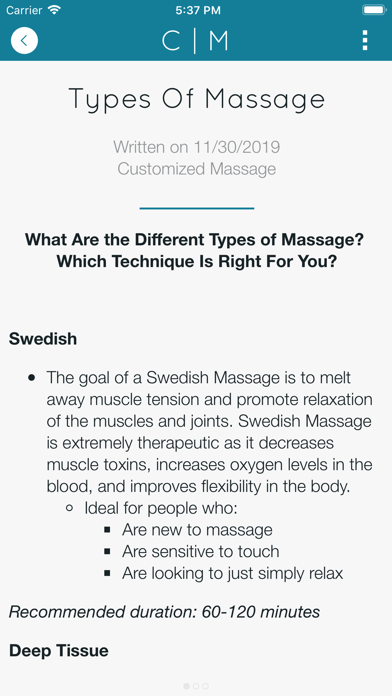 Customized Massage Screenshot