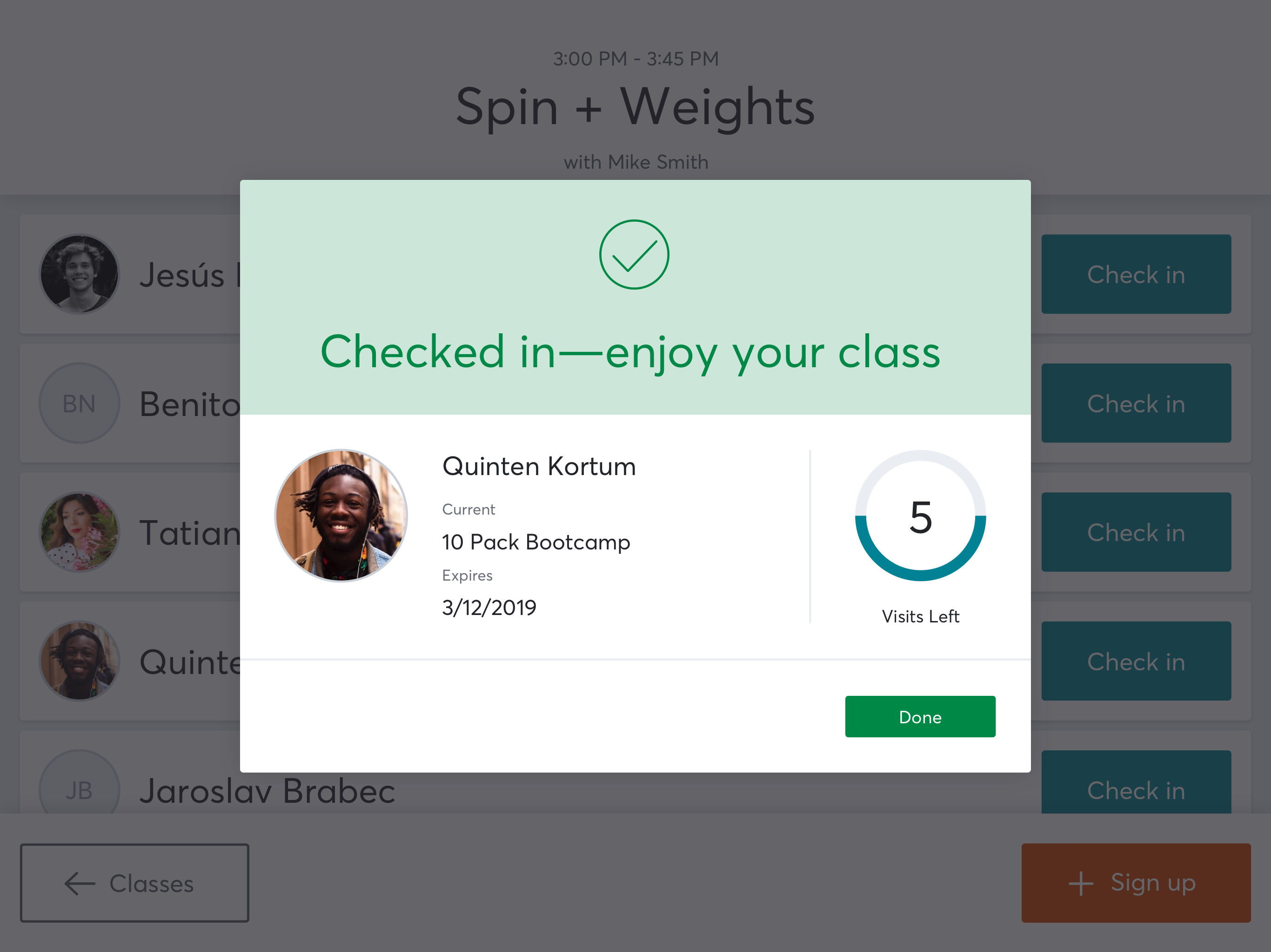 Mindbody Check-In