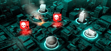 DEAD TRIGGER: Survival Shooter - Observe the strategic city map, revealing diverse mission objectives and an explorable urban landscape for users to navigate.