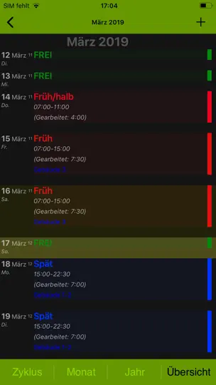 Screenshot von FlexR (Schicht Planer) auf dem iPhone 9