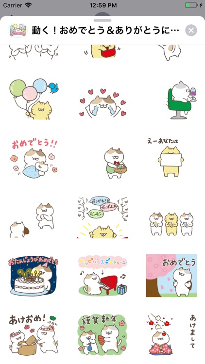 動く！おめでとう＆ありがとう色々にゃんこ