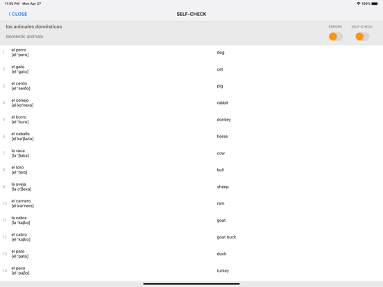 Learn Spanish words with ST iPad screenshot 7 - Education app