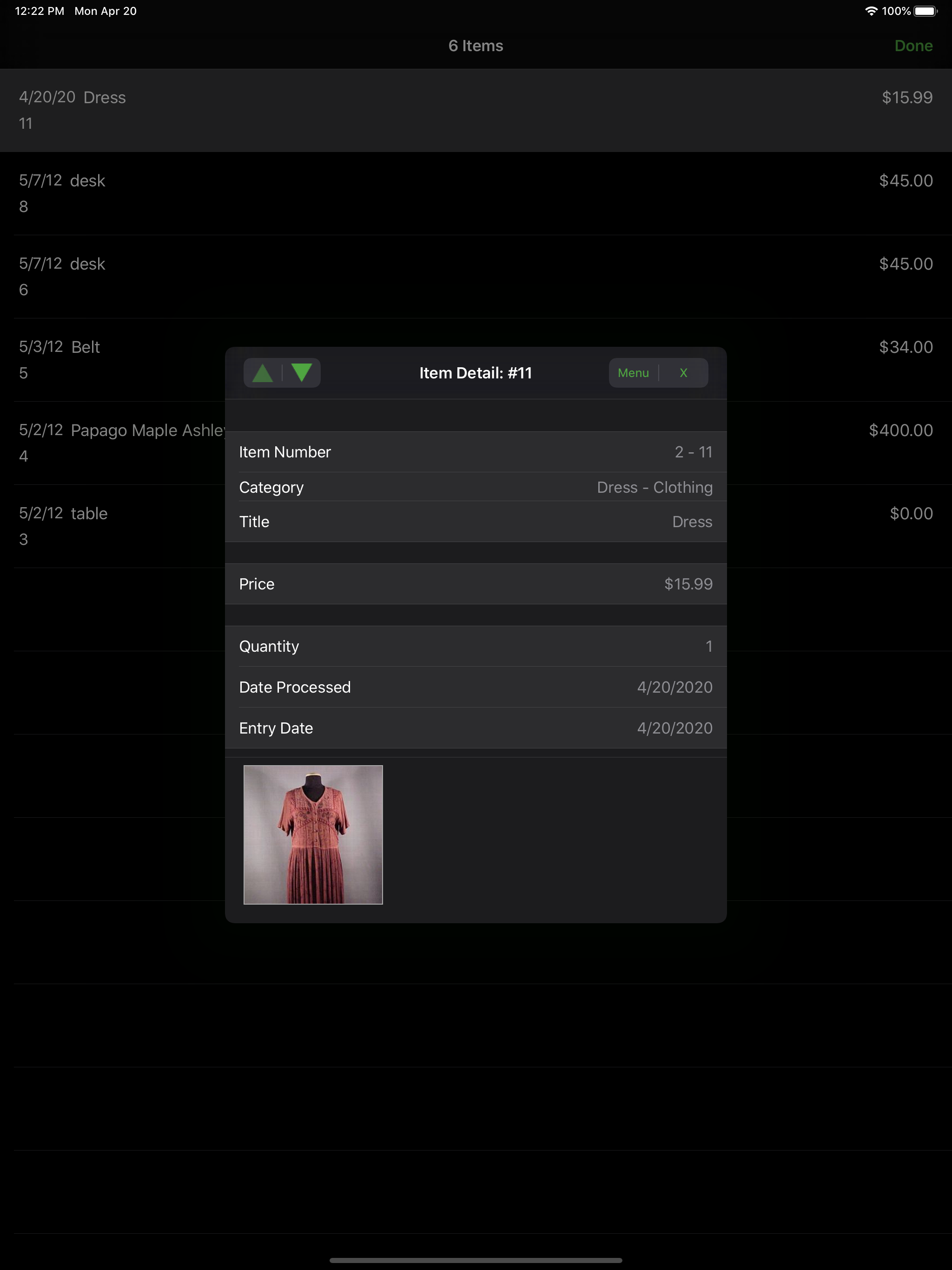 Liberty Item Entry