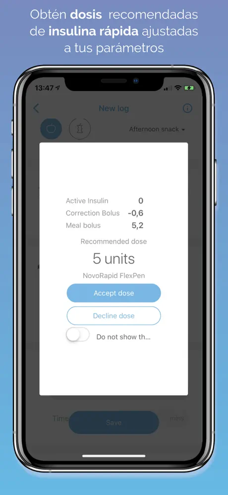 Menú en la aplicación
