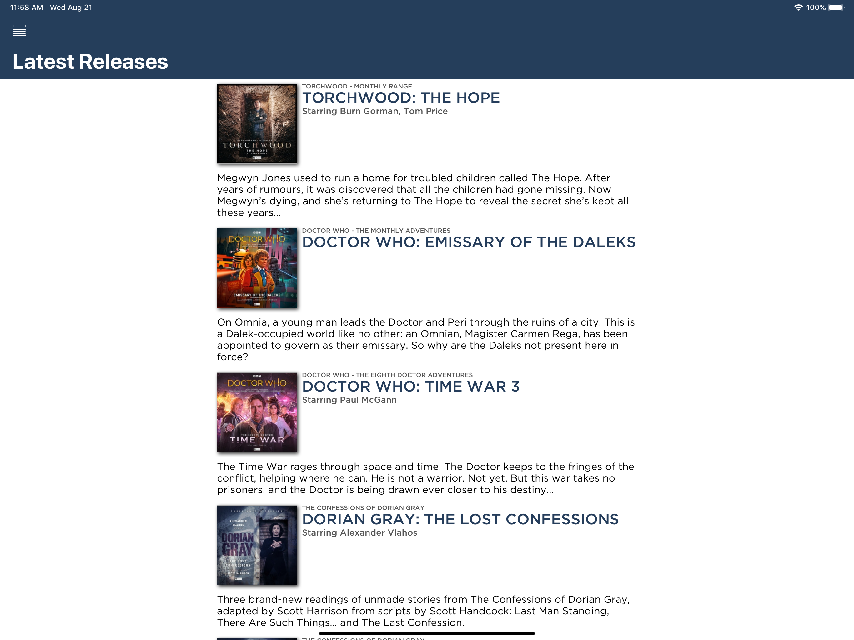 Big Finish Audiobook Player