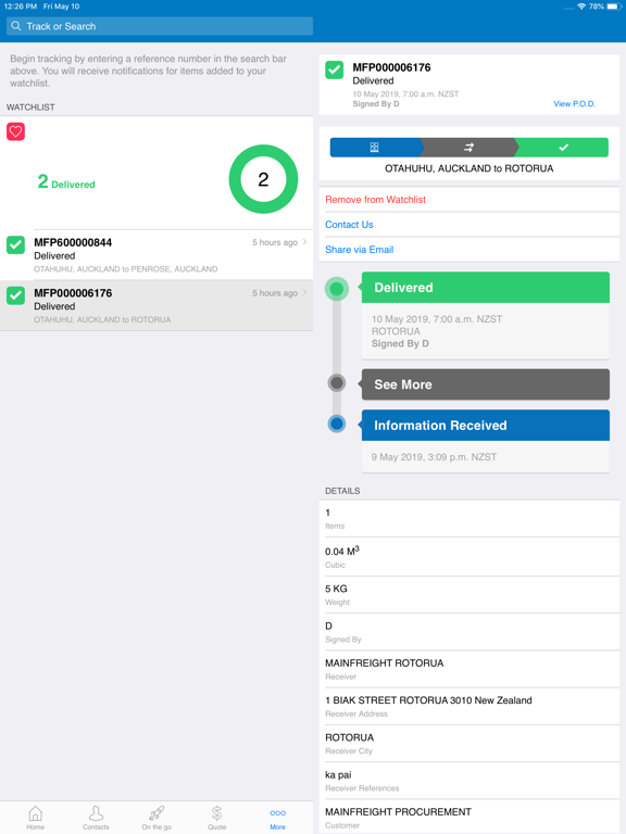 Mainfreight iPad screenshot 4 - Business app