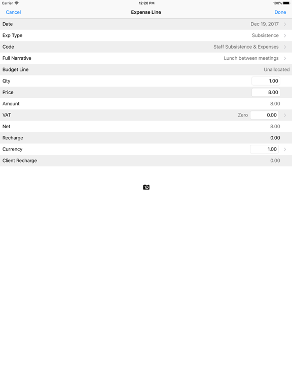 Paprika Expenses iPad screenshot