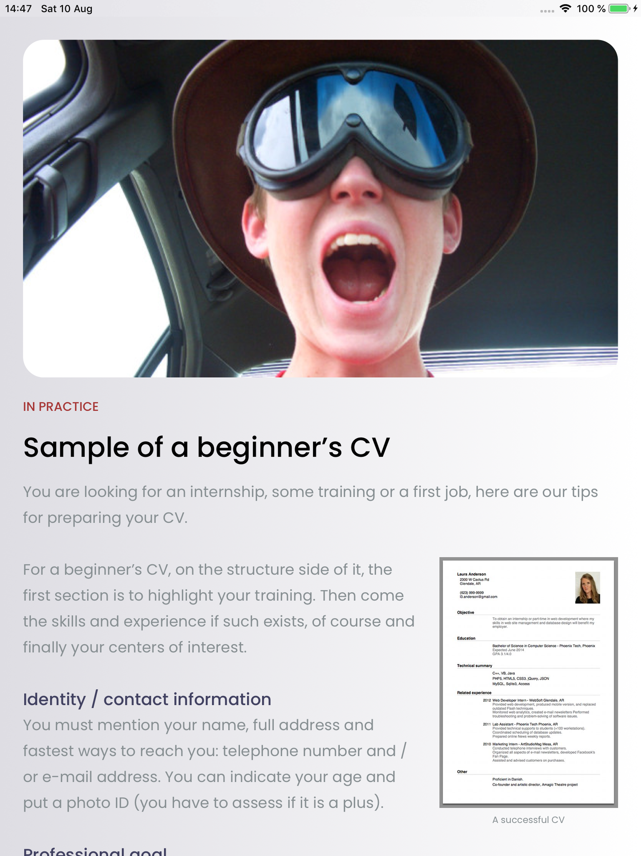 Tips for a successful CV