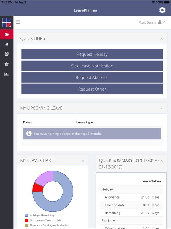 LeavePlanner iPad screenshot