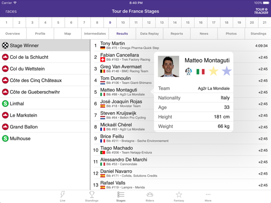 Tour Tracker Grand Tours iPad app afbeelding 3